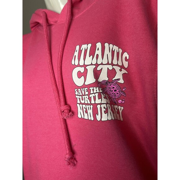 Atlantic City Hoodie Mens Small Pink Save The Turtles New Jersey Pullover - Picture 2 of 8